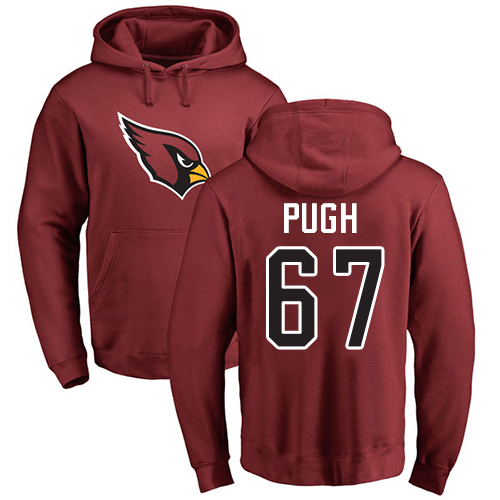 Arizona Cardinals Men Maroon Justin Pugh Name And Number Logo NFL Football 67 Pullover Hoodie Sweatshirts